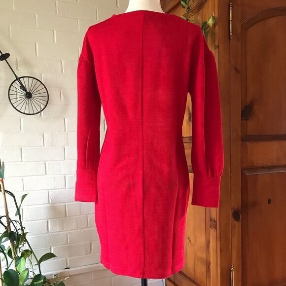 Walter Baker knit dress balloon sleeves red in M gorpcore NWOT - Picture 4 of 8